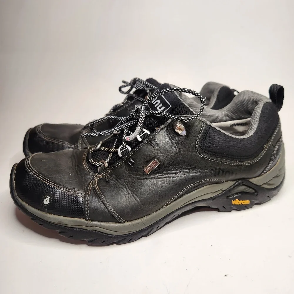 AHNU‎ Montara ll Waterproof Leather Hiking Shoes Black Vibram Sole Womens 9.5